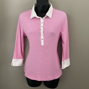 Ralph Lauren Pink Striped Cotton Collared Shirt
